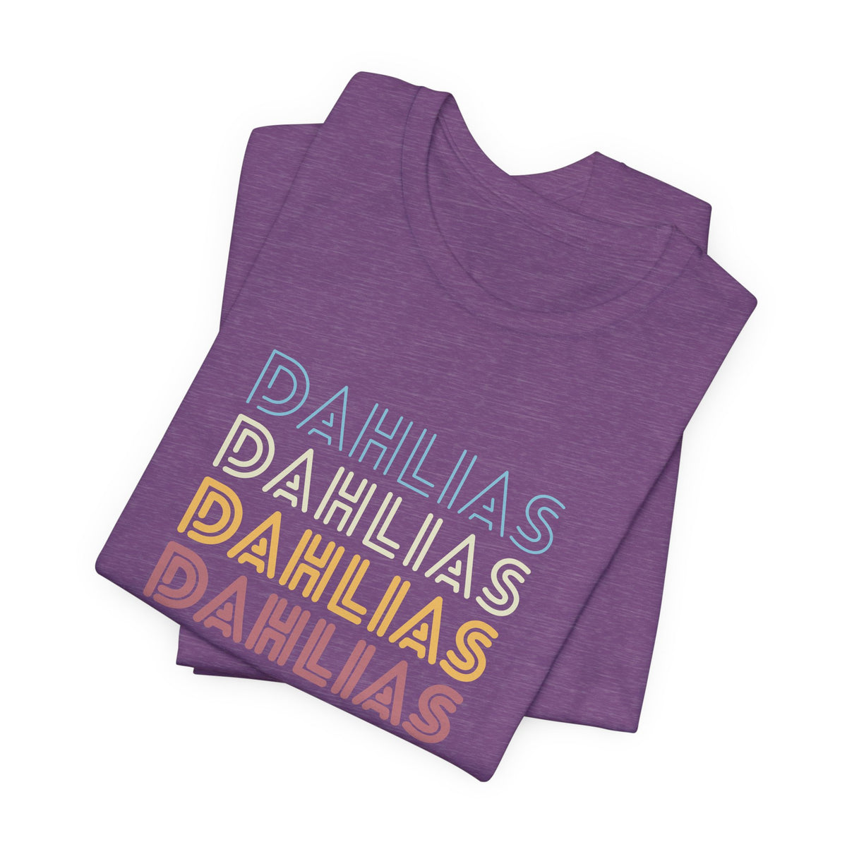 Dahlias Floral Retro Text Tee — Vintage Layered Typography T‑Shirt
