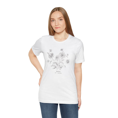 Botanical Dahlia T-Shirt - Minimal Floral Sketch Tee
