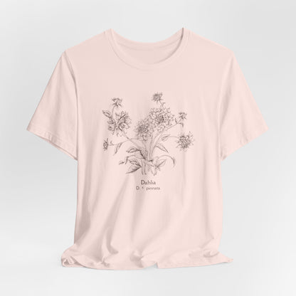 Botanical Dahlia T-Shirt - Minimal Floral Sketch Tee