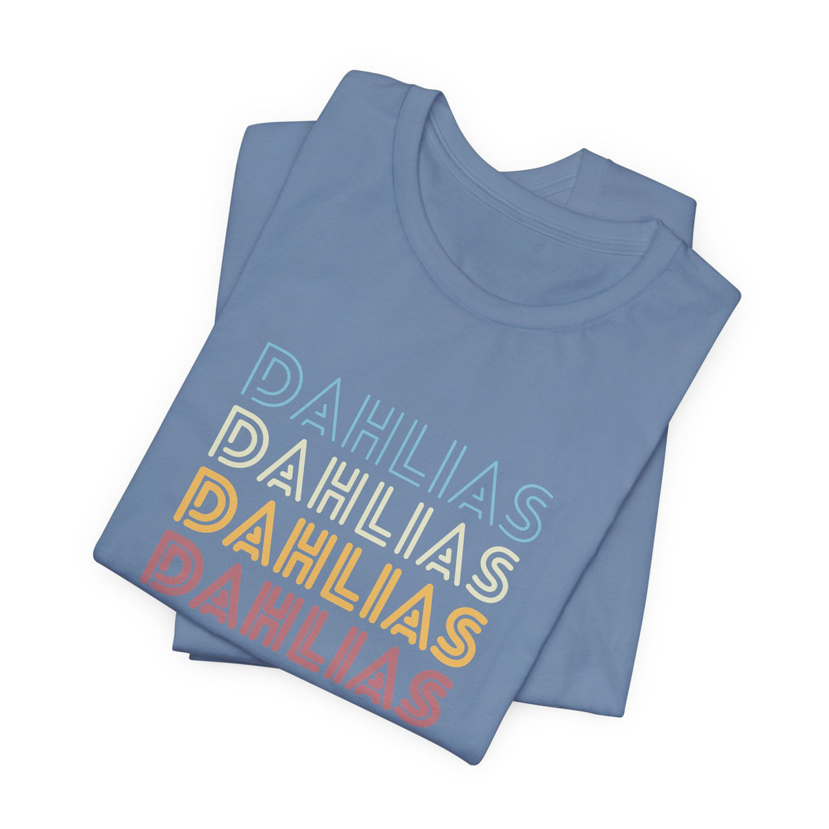 Dahlias Floral Retro Text Tee — Vintage Layered Typography T‑Shirt