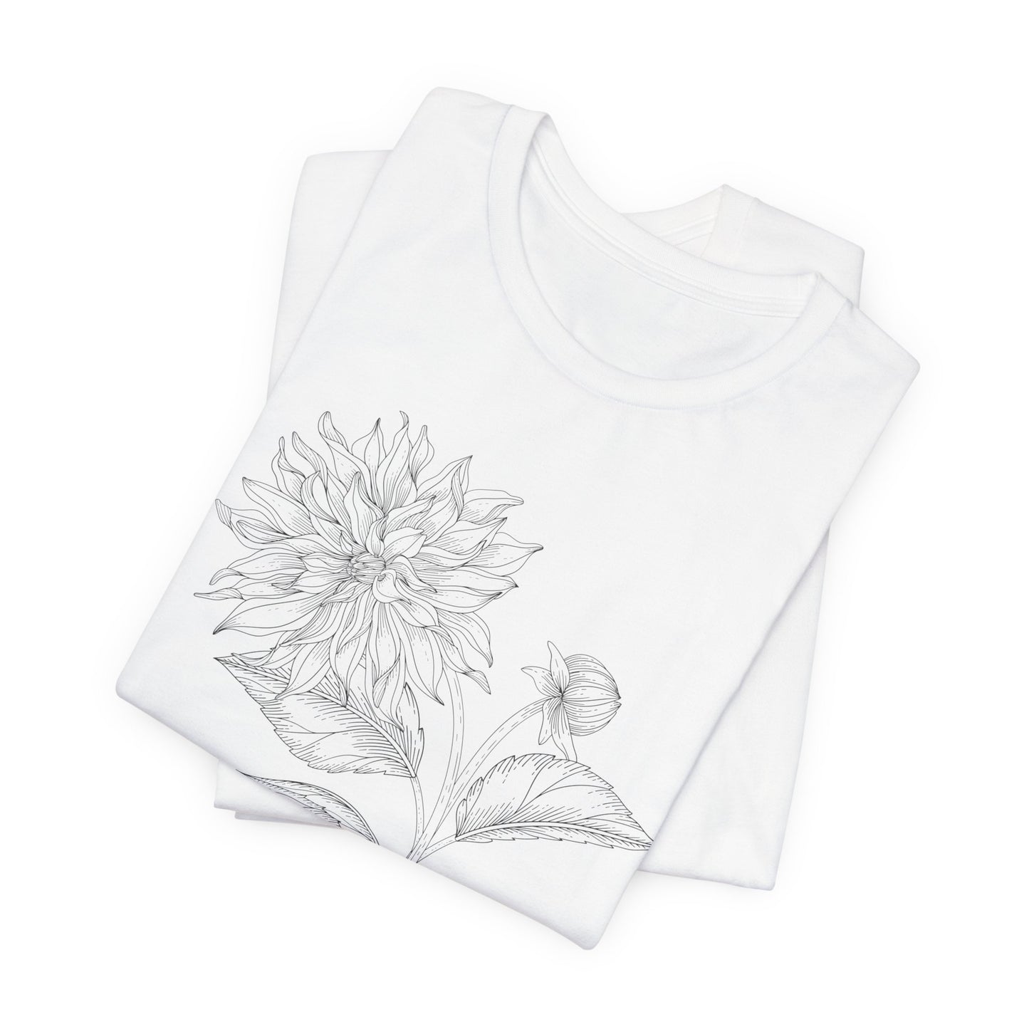 Dahlia Botanical Tee - Minimal Floral Sketch Shirt